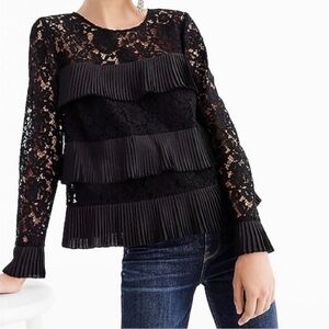J. Crew tiered ruffle lace blouse‎ black 4